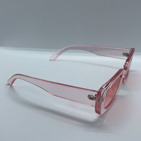 NWT Rectangle Retro Clear Pink Sunglasses 90’s - Picture 5 of 8